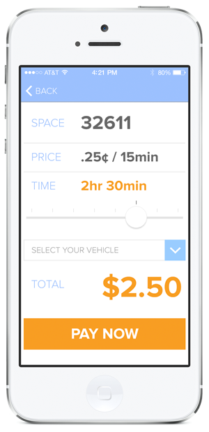 Drivers can drag the slider to indicate how long they expect to use the space, up to the maximum time limit allowed.