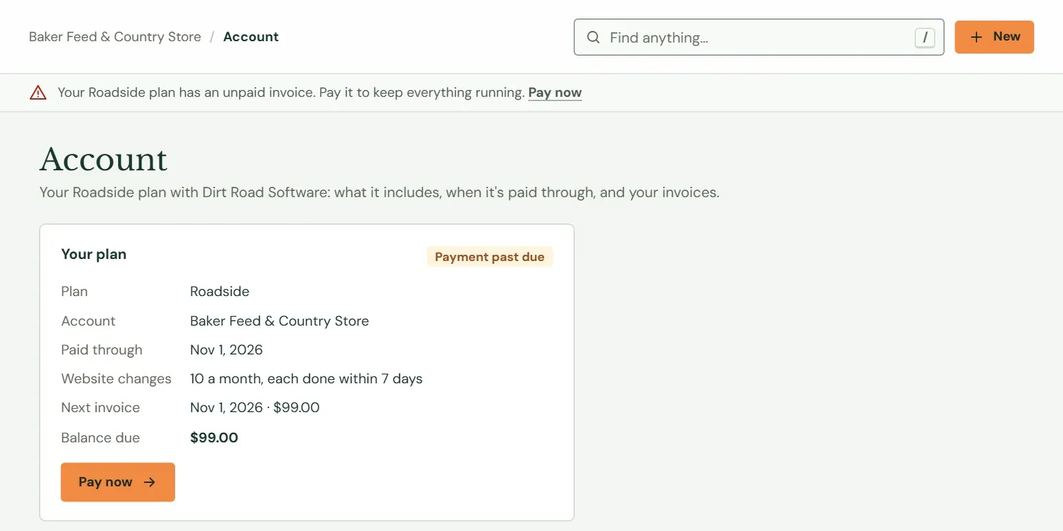 A plan with an unpaid invoice.