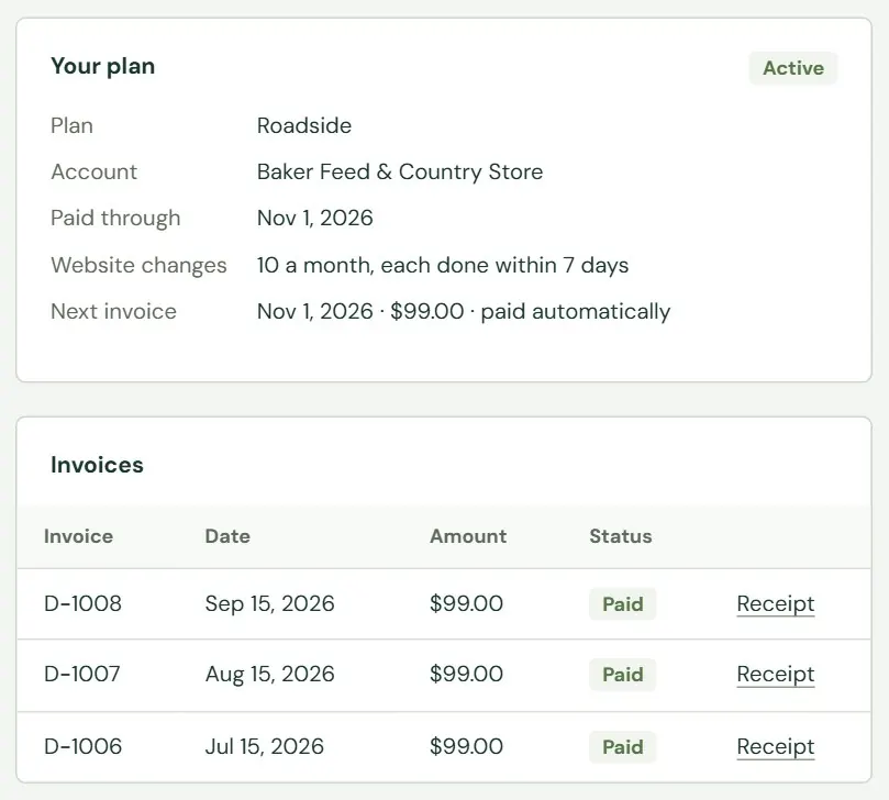 Account for a store whose plan is paid.
