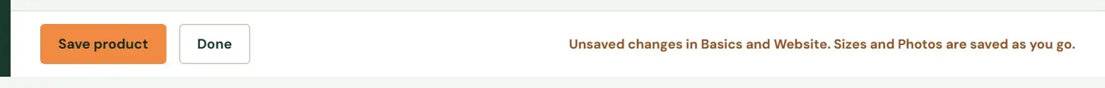 The bar at the bottom of the editor, after typing in Basics and Website.