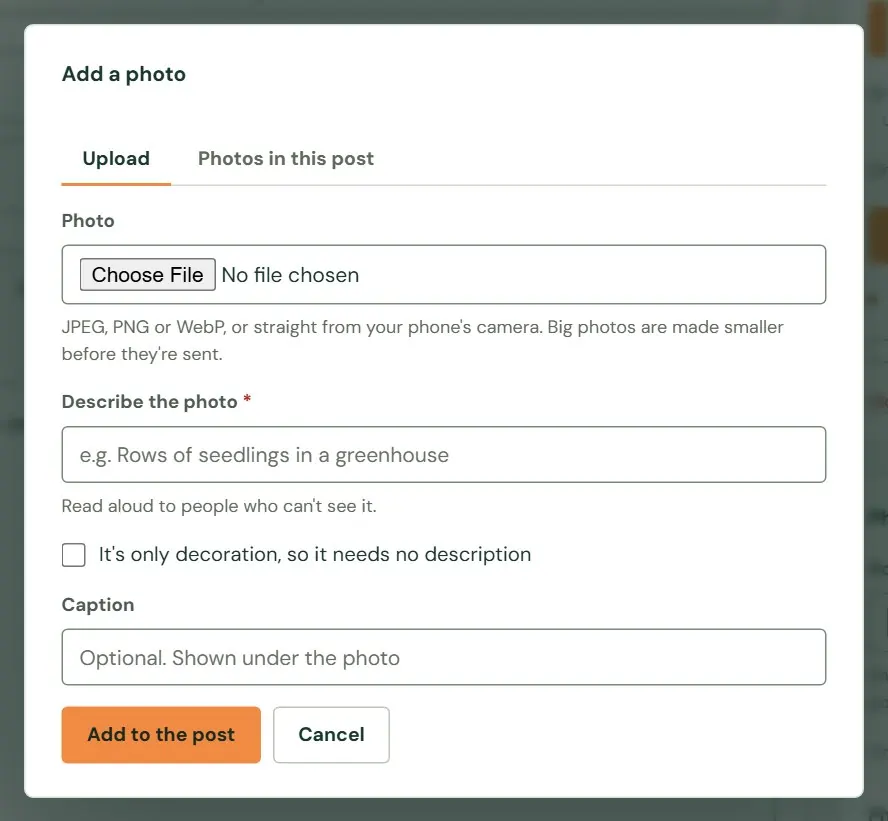 The Add a photo box.