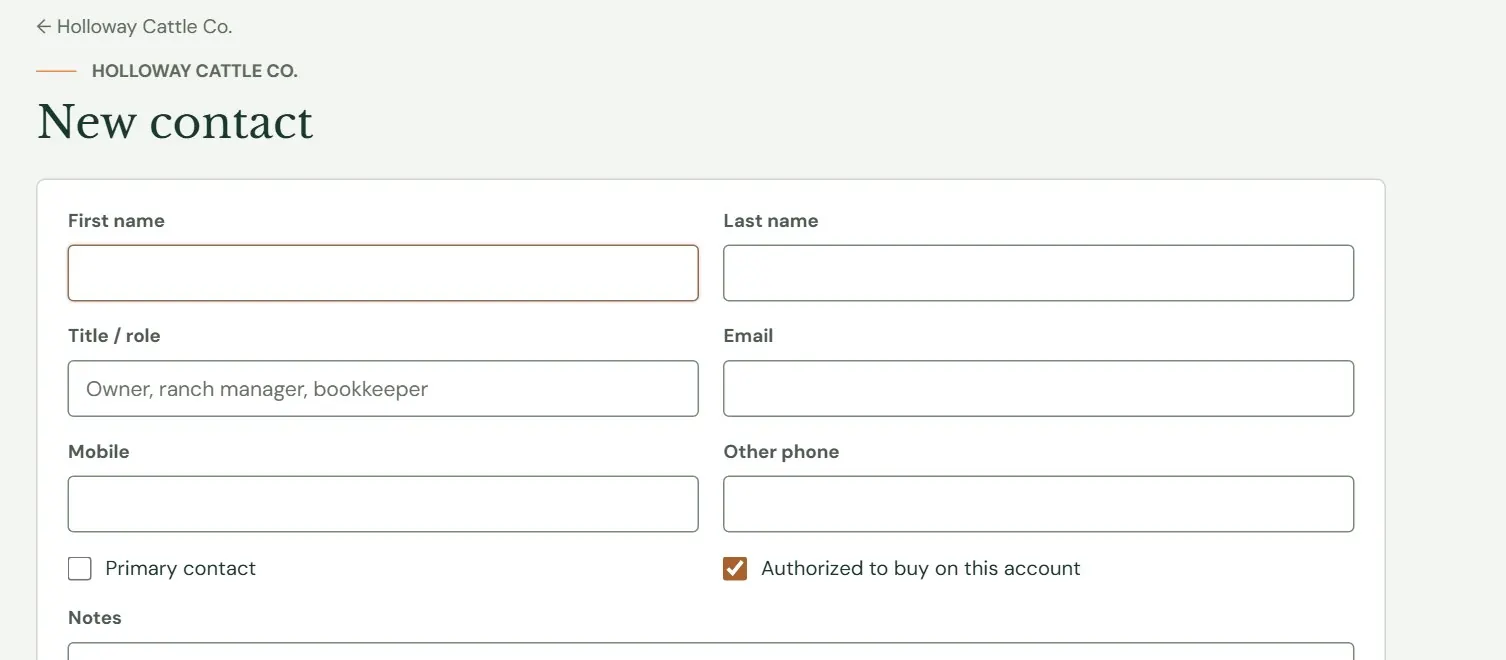 Adding a contact.