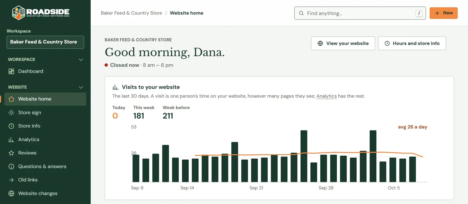 The top of Website home, with the parts that stay the same on every screen.