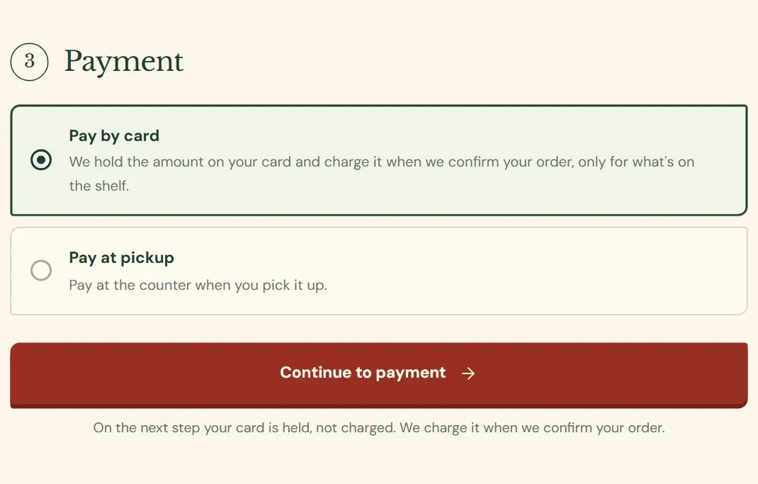 Step 3, payment.