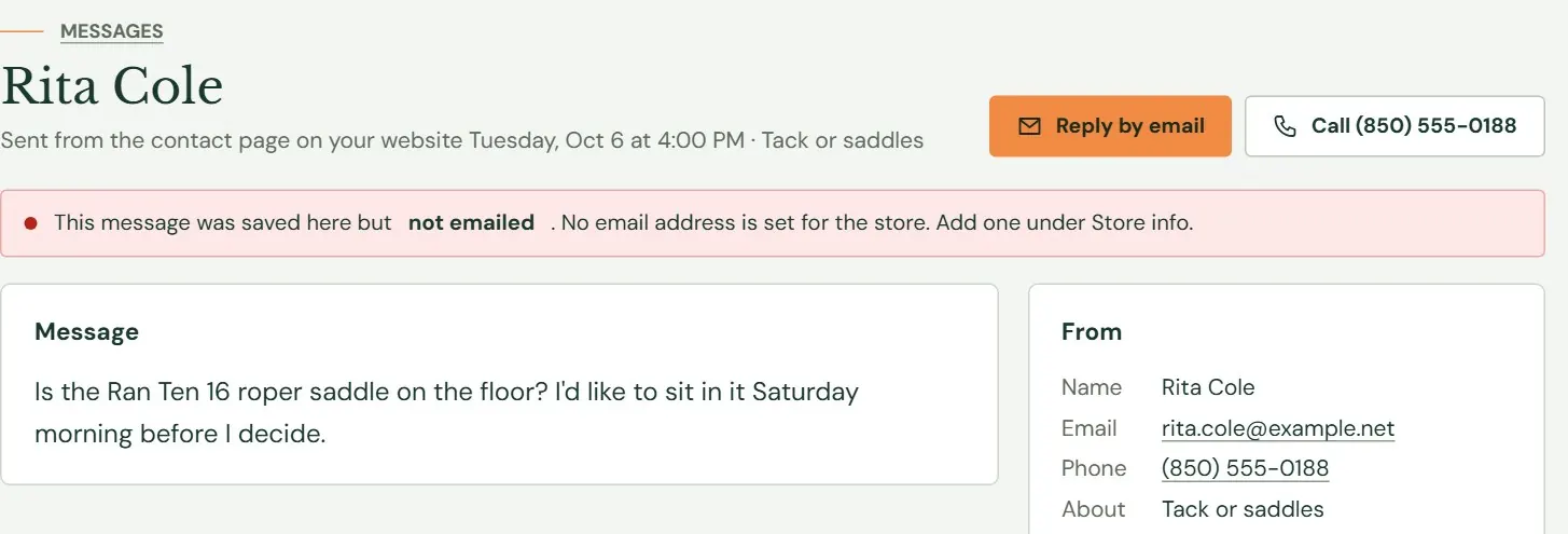 A message that was saved but not emailed.
