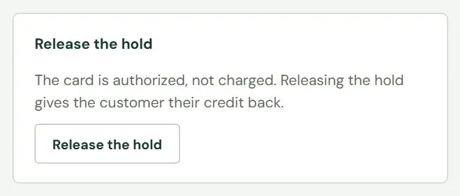 The Release the hold box.