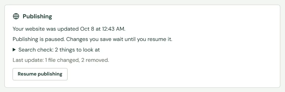 The tile while publishing is paused.