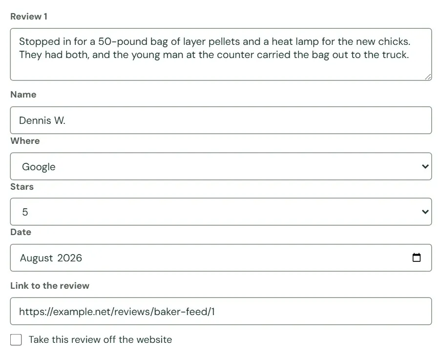 One featured review.