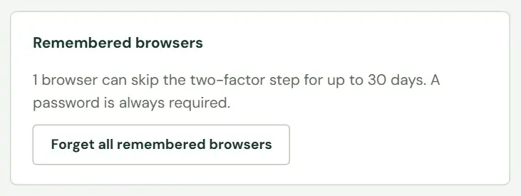The Remembered browsers card.