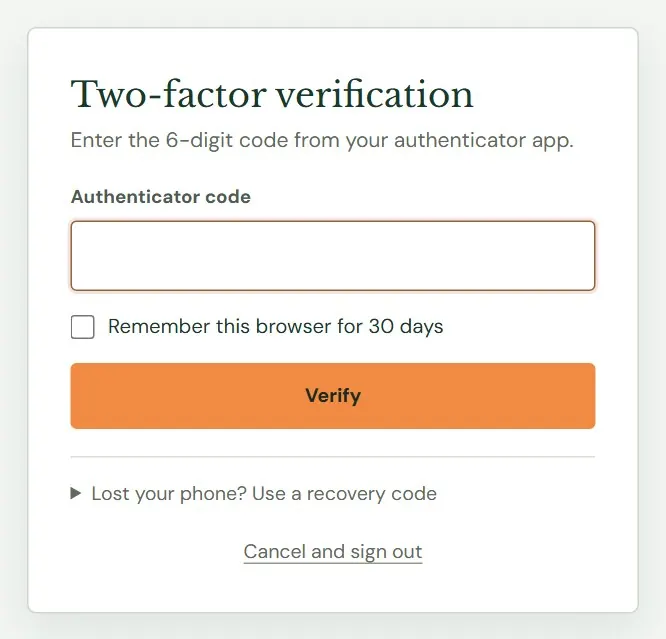 The code screen.