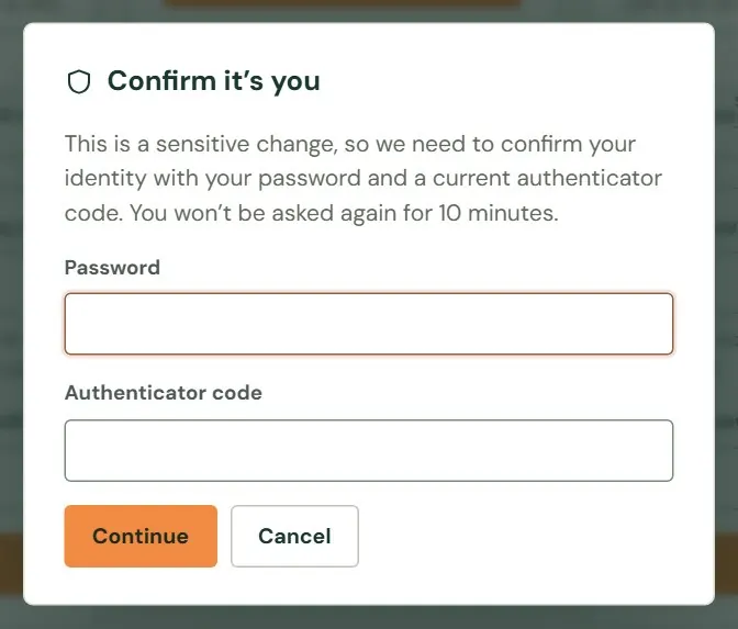 The Confirm it's you box.