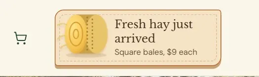 A temporary message as customers see it, at the top of the website.