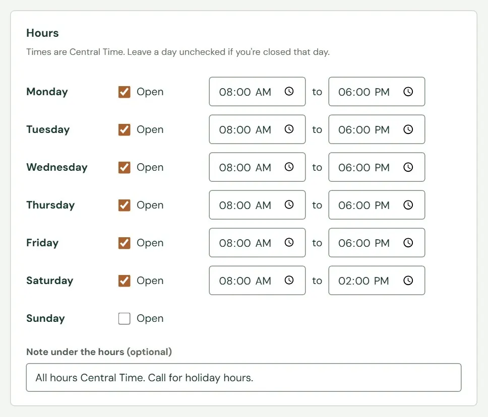The Hours card.