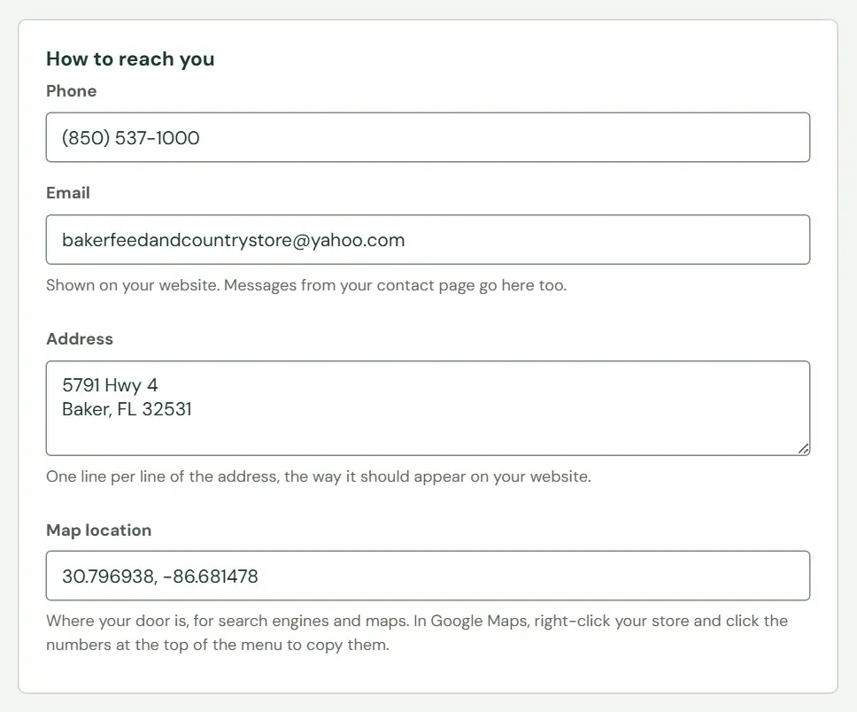The How to reach you card.