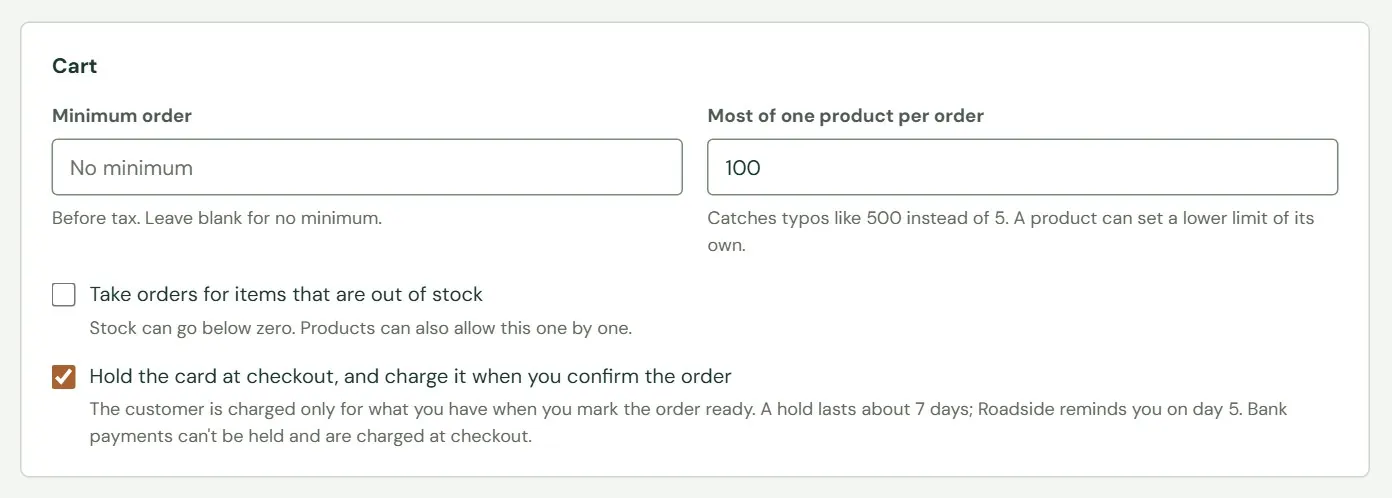 The Cart card.