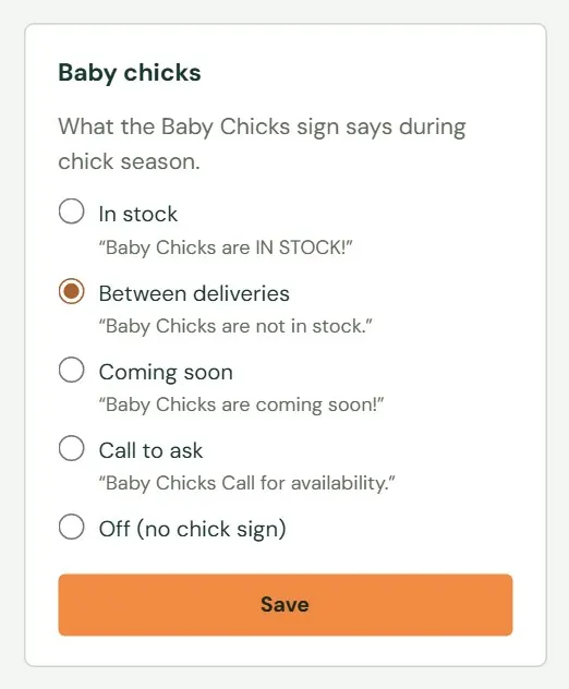 The Baby chicks card.